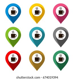 Location Point Vector Set - cafe Illustration Design. Vector EPS 10.