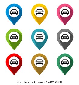 Location Point Vector Set - garage car repair Illustration Design. Vector EPS 10.