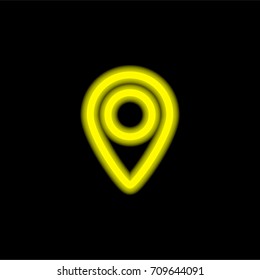 Location point yellow glowing neon ui ux icon. Glowing sign logo vector
