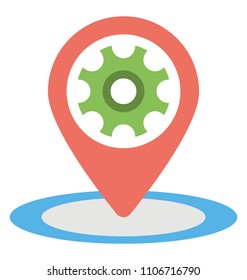 
Location pointer with cogwheel in it symbolising location services
