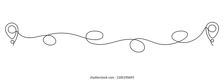 Location pointer continuous one line drawing. GPS navigation line route mark. Vector illustration isolated on white.