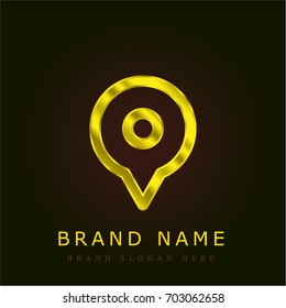 Location pointer golden metallic logo