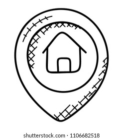 
A location pointer with the home symbol depicting the home/personal location on a map or home address.
