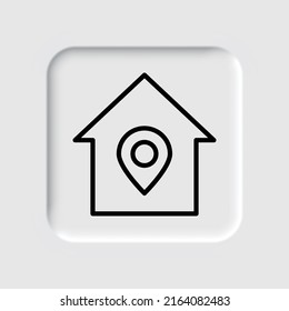 Location pointer, house simple icon vector. Flat design. Neumorphism design.ai
