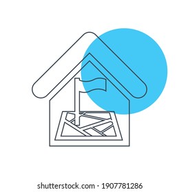 Location pointer icon. Home, house, hotel, restaurant, office, shopping mall location icon. Find home, address, search map and GPS tracking icon.