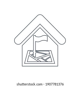 Location pointer icon. Home, house, hotel, restaurant, office, shopping mall location icon. Find home, address, search map and GPS tracking icon.