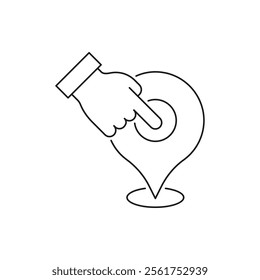 Location pointer icon line style isolated on white background. Vector illustration