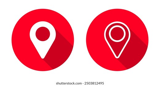 Location or pointer icon with long shadow vector. Location sign