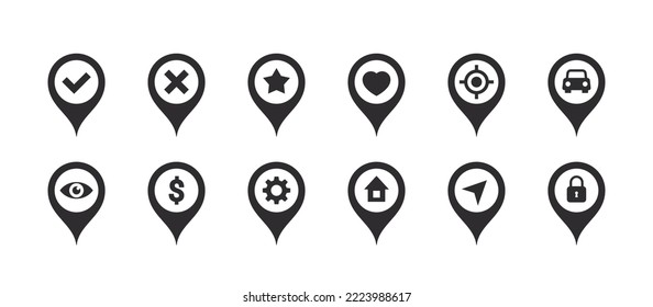 Location pointer icons. Modern map markers. Location mark icons. Vector illustration