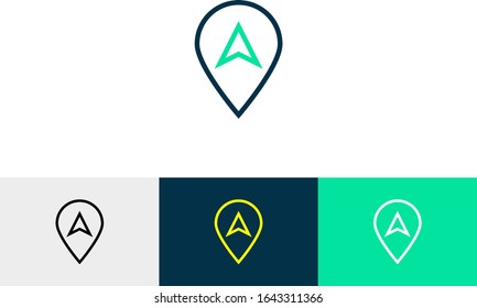 Location pointer line art icon vector 