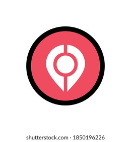 Location pointer logo icon design, map pin symbol, circle shape sign