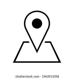 Location Pointer Pin Hotspot Sign On Map Flat Icon. Vector Image.