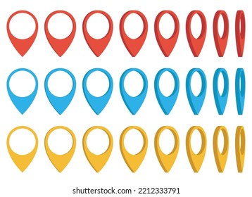 Location pointer pin icon vector set. GPS location pin