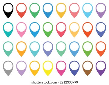Location pointer pin icon vector set. GPS location pin