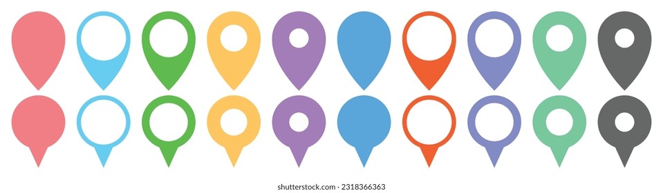 Location pointer pin icon vector set. GPS location pin