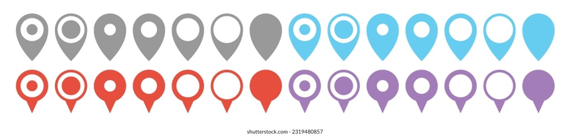 Location pointer pin icon vector set. GPS location pin