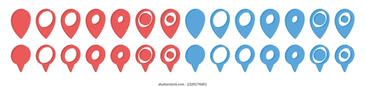 Location pointer pin icon vector set. GPS location pin