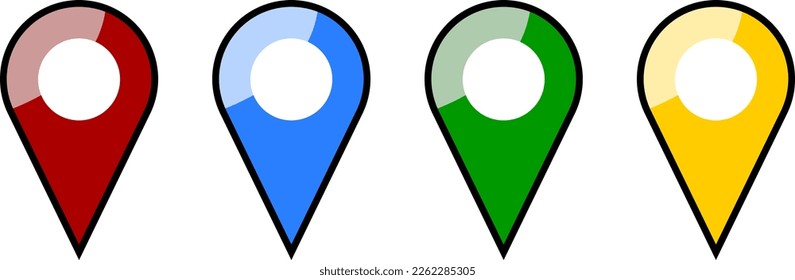 Location Pointer Pin or You Are Here Marker Hotspot Symbol Sign Icon Set. Vector Image.