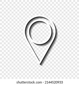 Location pointer simple icon vector. Flat desing. White with shadow on transparent grid.ai