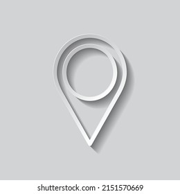 Location pointer simple icon vector. Flat design. Paper style with shadow. Gray background.ai