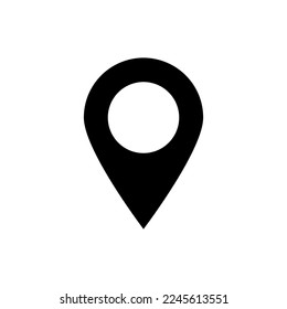 location pointer symbol. black pin point icon isolated on white background