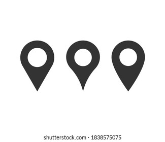 Location pointer symbol icon. Gps navigation pin sign. Map position marker logo. Isolated on white background. Vector illustration image.