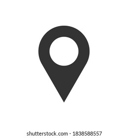 Location pointer symbol icon. Gps navigation pin sign. Map position marker logo. Isolated on white background. Vector illustration image.