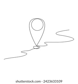 Location pointers one continuous line drawing isolated on white background minimalist design