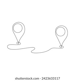 Location pointers one continuous line drawing isolated on white background minimalist design