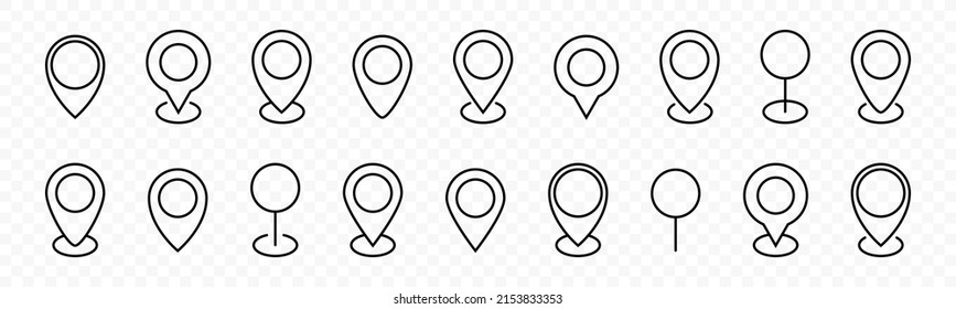 Location pointers set. Map pin collection. Global positioning system concept icon. Flat isolated location pointers icon set. Vector graphic EPS 10