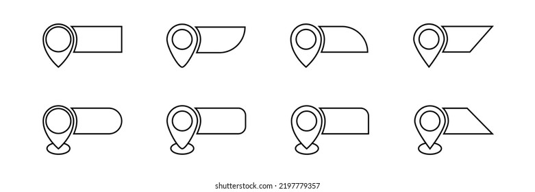 Location pointers vector set. Black pin pointers design. Location banners set. Vector graphic EPS 10