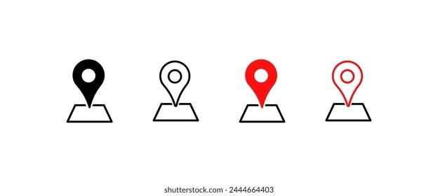 Location points icons. Different styles, dot on map icons. Vector icons