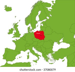 Location of Poland on the Europa continent