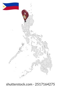 Location Province of Ilocos Sur on map Philippines. 3d location sign  of  Ilocos Sur. Quality map with  provinces of  Philippines for your design. Vector illustration. EPS10.