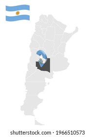 Location of  Province La Pampa on map Argentina. 3d location sign similar to the flag of La Pampa. Quality map  with  provinces of  Argentina for your design. EPS10