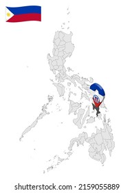 Location Province of Leyte on map Philippines. 3d location sign  of  Leyte. Quality map with  provinces of  Philippines for your design. Vector illustration. EPS10.