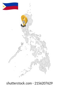 Location Province of Pangasinan on map Philippines. 3d location sign  of  Pangasinan. Quality map with  provinces of  Philippines for your design. Vector illustration. EPS10.