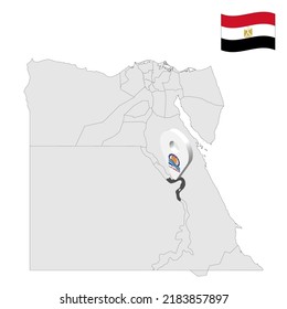 Standort Qena Gouverneur auf Karte Ägypten. 3D-Ortszeichen ähnlich der Flagge von Qena. Qualitätsplan mit den Provinzen Ägypten für Ihr Design. EPS10