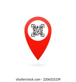 Ort mit Qr-Code. Vektorgrafik