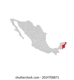 Location of Quintana Roo in Mexico Map Vector