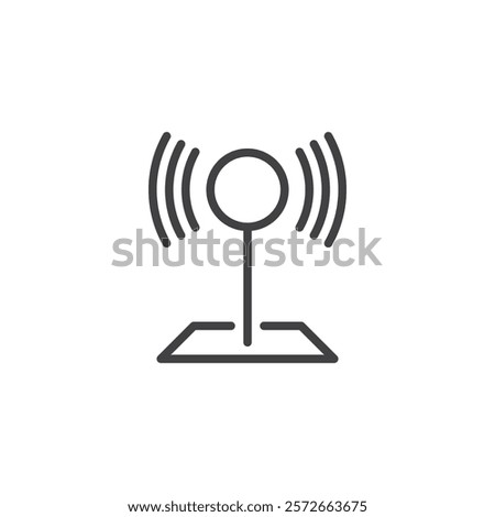 Location Radius line icon. linear style sign for mobile concept and web design. A location pin surrounded by a radius circle outline vector icon. Symbol, logo illustration. Vector graphics