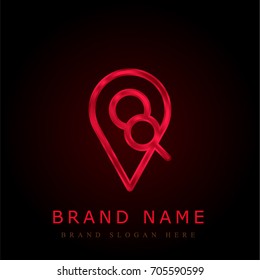 Location red chromium metallic logo