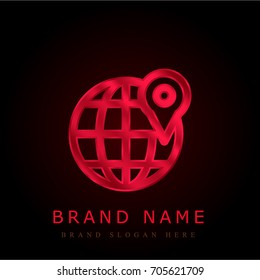 Location red chromium metallic logo