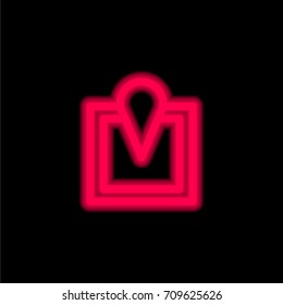 Location red glowing neon ui ux icon. Glowing sign logo vector