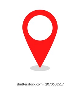 Icono rojo de ubicación. Ilustración vectorial.