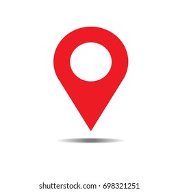 Location red icon vector. Pin sign Isolated on white background. Navigation map, gps, direction, place, compass, contact, search concept. Flat style for graphic design, logo, Web, UI, mobile. EPS10