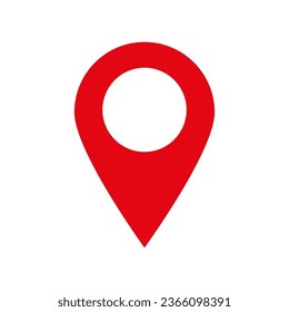 Pin rojo de ubicación. Ilustración vectorial. EPS 10.