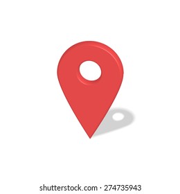 Location red pointer 3d symbol with shadow isolated on white 