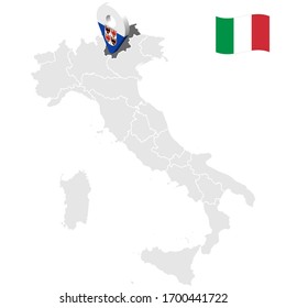 Location region Trentino Alto Adige on map Italy. 3d Trentino Alto Adige location sign. Quality map  with regions of Italy for your web site design, app, UI.  Stock vector. EPS10.