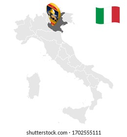 Lage Region Venedig auf Karte Italien. 3d Ortszeichen von Venedig. Qualitätsplan mit Regionen Italiens für Ihre Website-Design, App, UI. Stock-Vektorillustration.  EPS10.